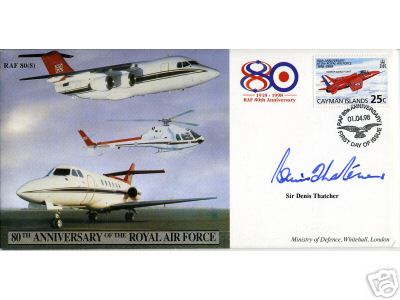 HAND SIGNED by Denis Thatcher -  first day cover